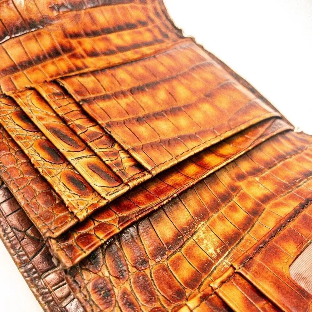 VTG Brahmin Pecan Melbourne Leather Trifold Wallet